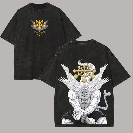 Mahoraga T Shirt Jujutsu Kaisen Men Vintage Acid Wash Eight-Handled Sword Divine General Anime Graphic Oversized Cotton Tees